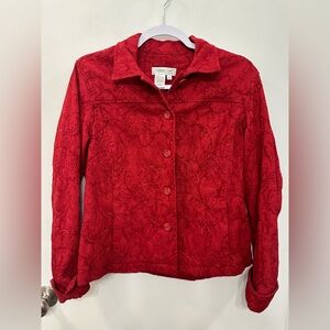 Coldwater Creek Red Embroidered Jacket